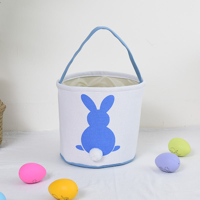 Personalized Customized Easter Blank Monogram Rabbit Bucket Basket Non-Sublimation Bunny Polyester Canvas Easter Basket For Kids