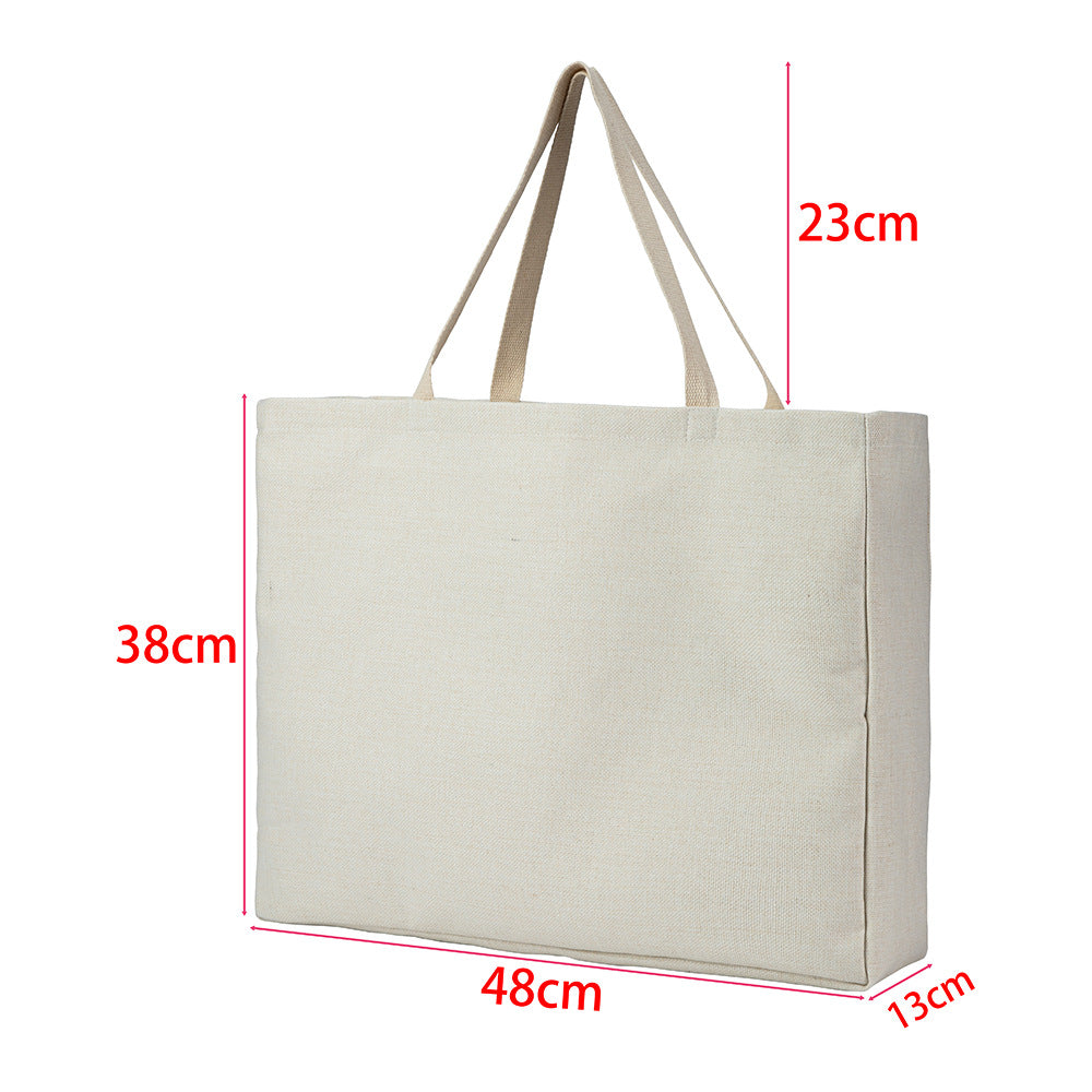 Sublimation Outdoor Tote Bag With Side Shopping Bag Solid Color 380g Composite Cotton Linen Wide Bottom Tote Bag