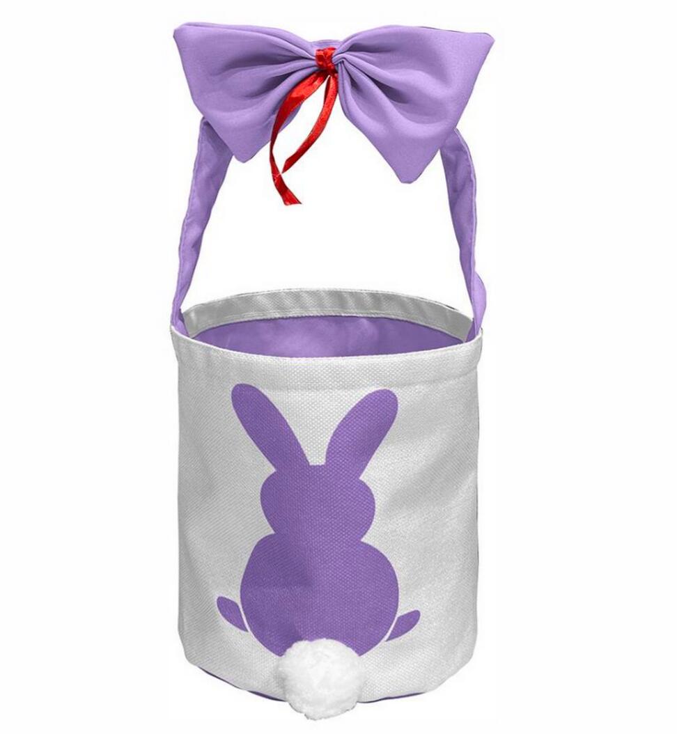 Wholesales Easter Party Decorations Sublimation Bucket Bunny Ear Bag Blanks Easter Baskets with Cute Bow Tie