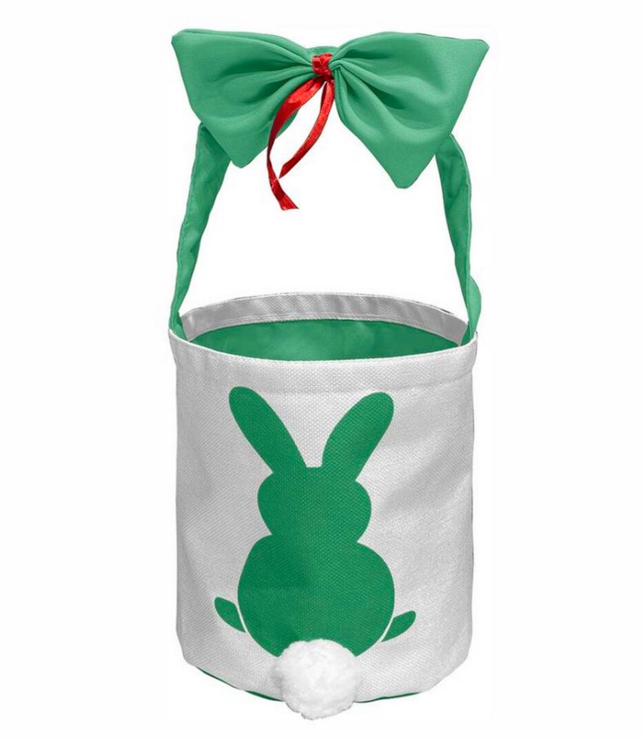 Wholesales Easter Party Decorations Sublimation Bucket Bunny Ear Bag Blanks Easter Baskets with Cute Bow Tie