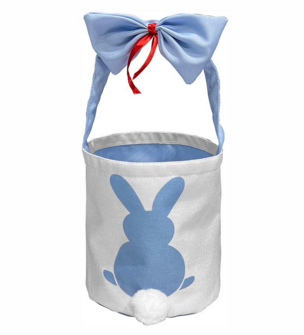 Wholesales Easter Party Decorations Sublimation Bucket Bunny Ear Bag Blanks Easter Baskets with Cute Bow Tie