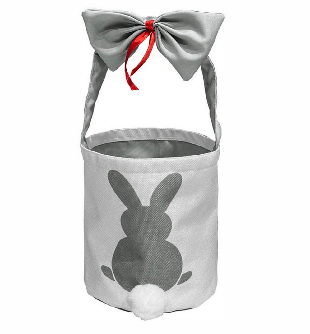 Wholesales Easter Party Decorations Sublimation Bucket Bunny Ear Bag Blanks Easter Baskets with Cute Bow Tie