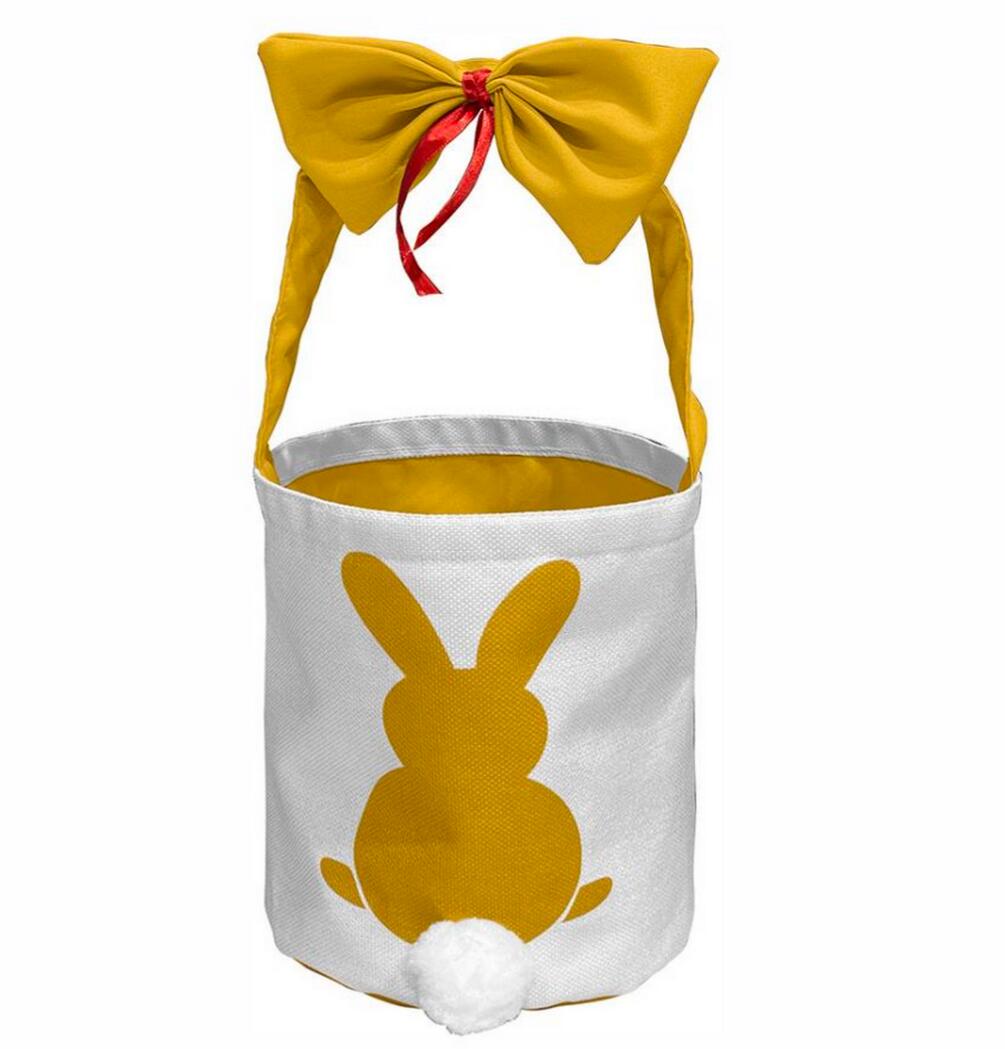 Wholesales Easter Party Decorations Sublimation Bucket Bunny Ear Bag Blanks Easter Baskets with Cute Bow Tie