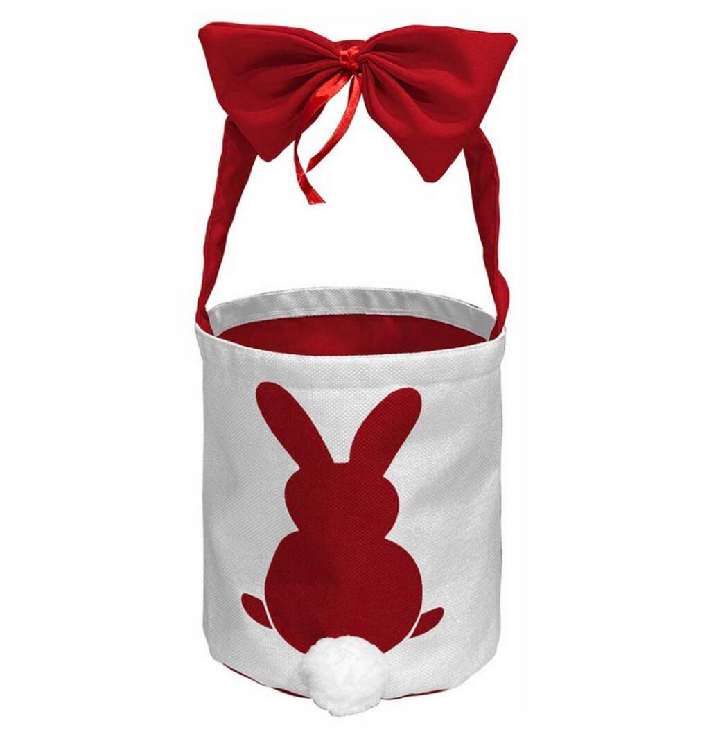 Wholesales Easter Party Decorations Sublimation Bucket Bunny Ear Bag Blanks Easter Baskets with Cute Bow Tie