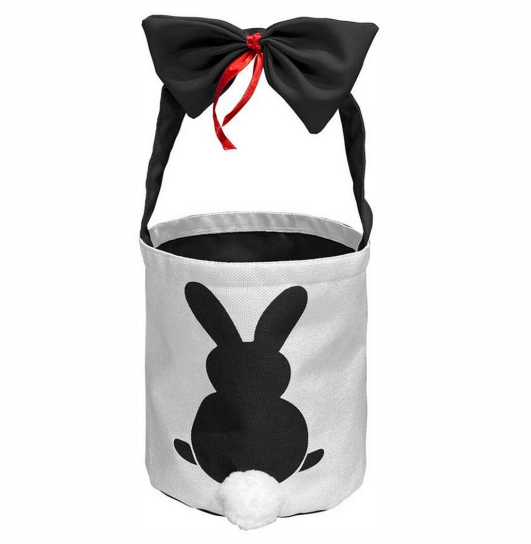 Wholesales Easter Party Decorations Sublimation Bucket Bunny Ear Bag Blanks Easter Baskets with Cute Bow Tie