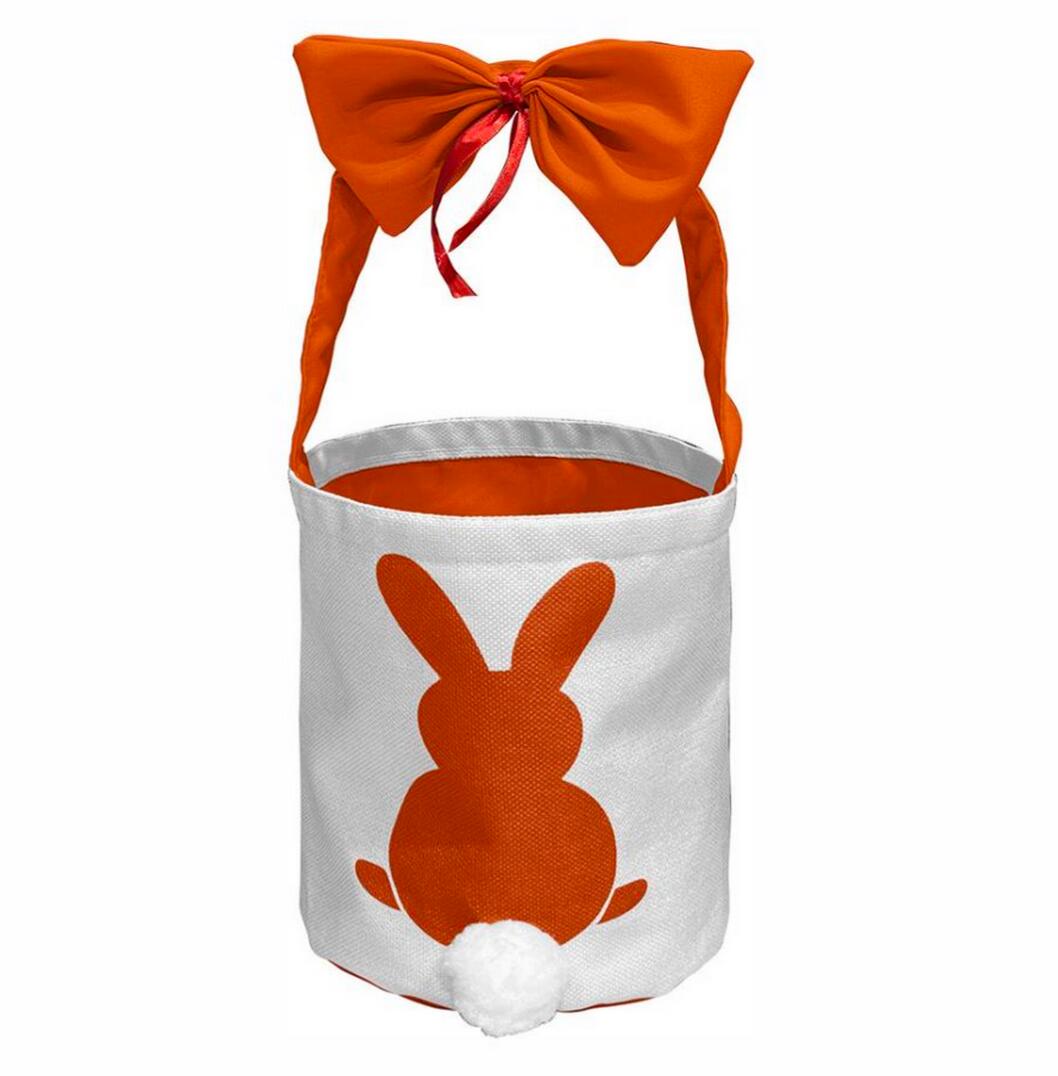 Wholesales Easter Party Decorations Sublimation Bucket Bunny Ear Bag Blanks Easter Baskets with Cute Bow Tie