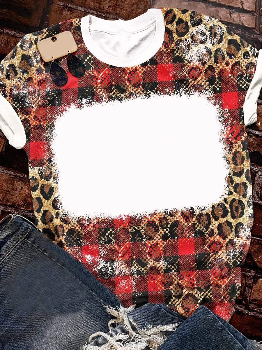 Amazon Hot Selling Customized Logo Leopard Print Bleach Shirts Sublimation Blank Bleach Tshirt