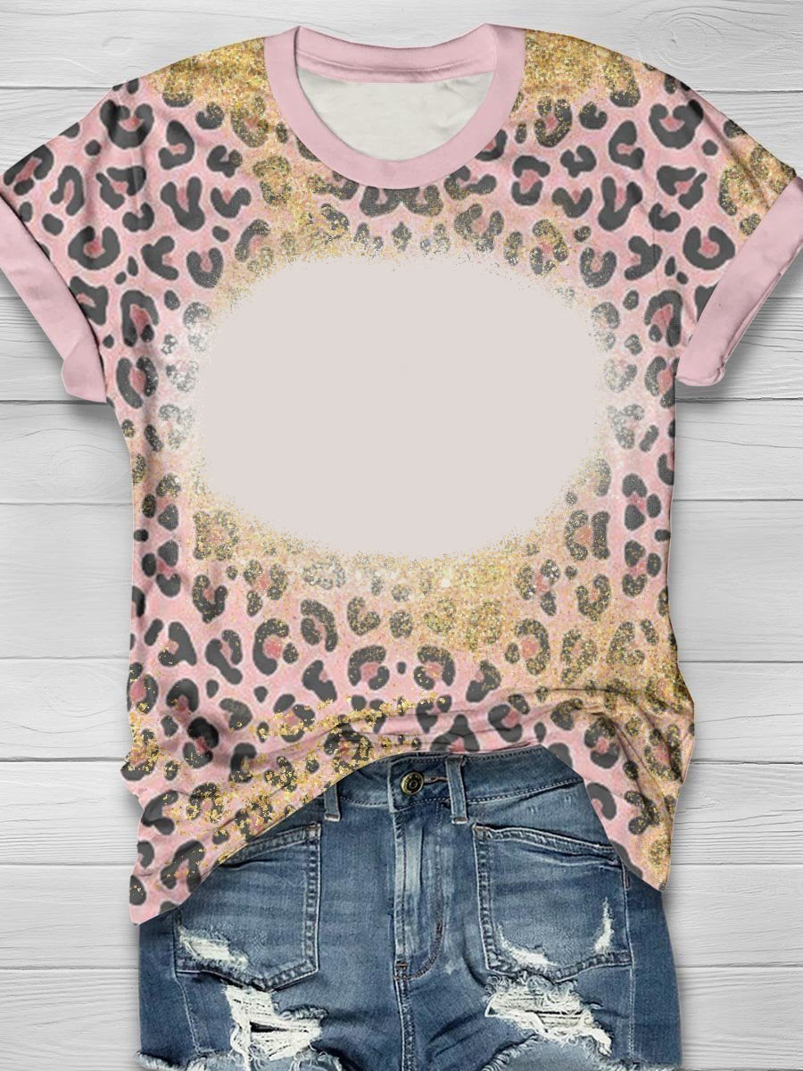 Amazon Hot Selling Customized Logo Leopard Print Bleach Shirts Sublimation Blank Bleach Tshirt