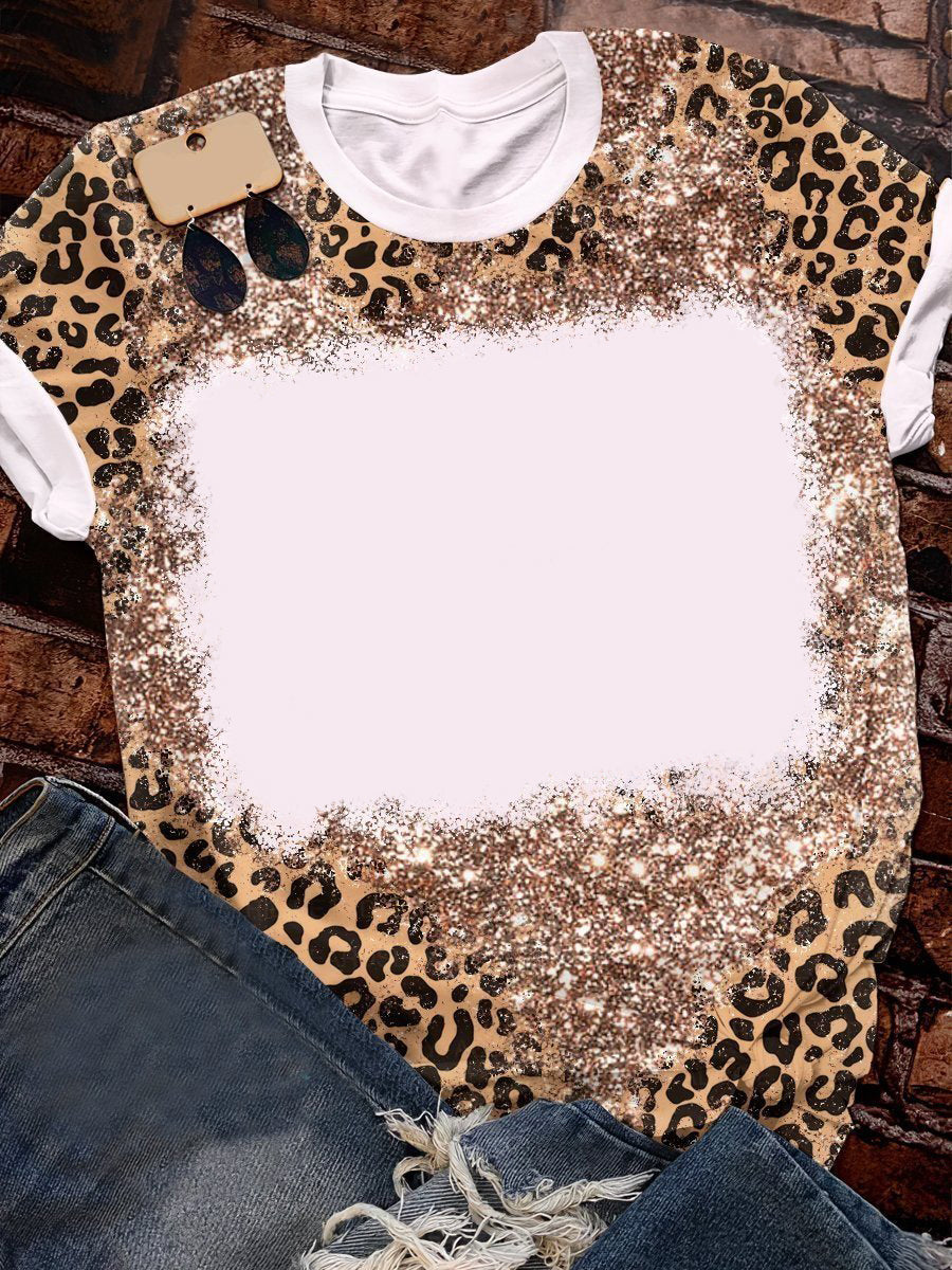 Amazon Hot Selling Customized Logo Leopard Print Bleach Shirts Sublimation Blank Bleach Tshirt