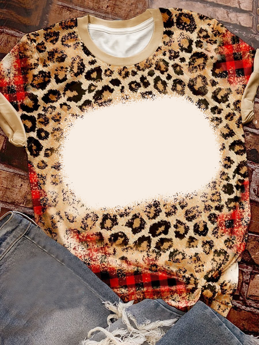 Amazon Hot Selling Customized Logo Leopard Print Bleach Shirts Sublimation Blank Bleach Tshirt