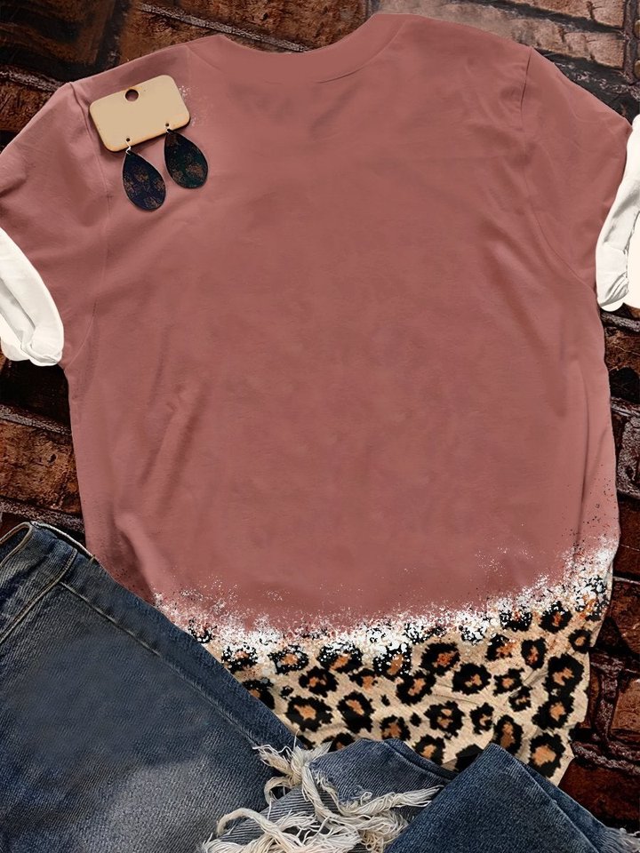 Amazon Hot Selling Customized Logo Leopard Print Bleach Shirts Sublimation Blank Bleach Tshirt