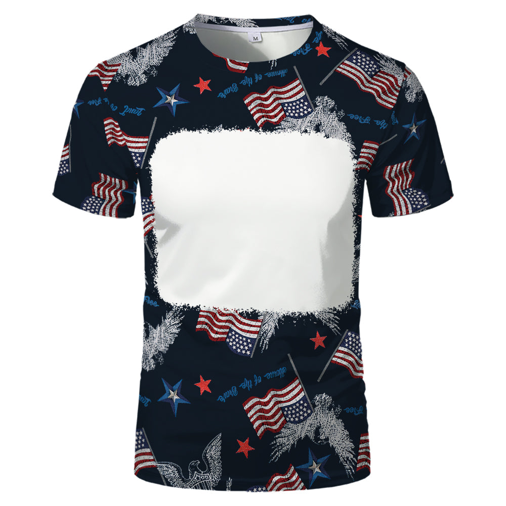 US Style unisex adults kids plain bleached t shirts 100% polyester bleach sublimation t shirt for sublimation printing