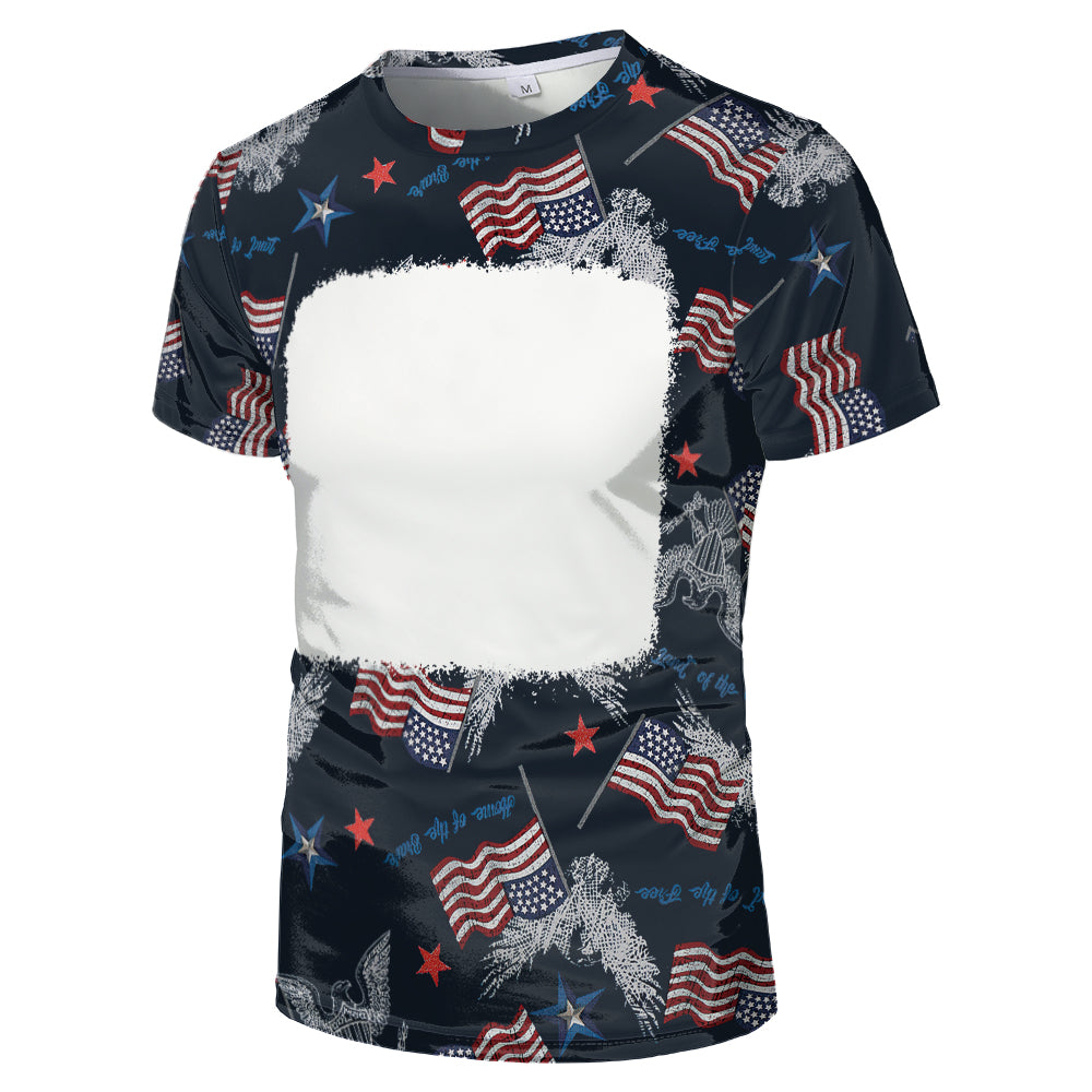 US Style unisex adults kids plain bleached t shirts 100% polyester bleach sublimation t shirt for sublimation printing