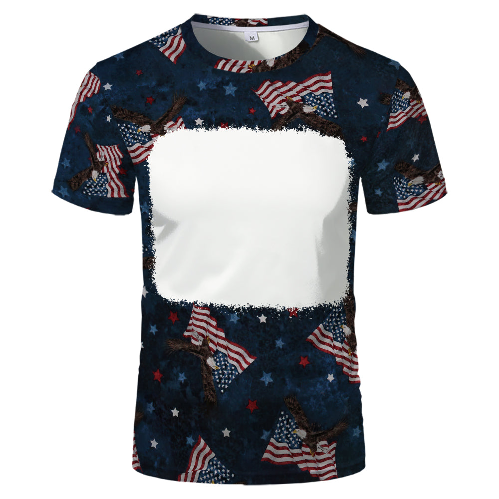 US Style unisex adults kids plain bleached t shirts 100% polyester bleach sublimation t shirt for sublimation printing