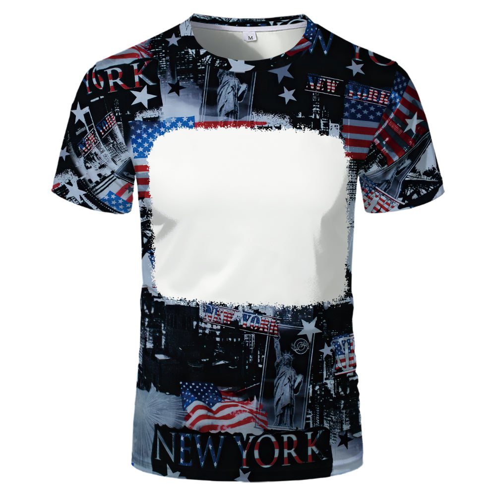US Style unisex adults kids plain bleached t shirts 100% polyester bleach sublimation t shirt for sublimation printing