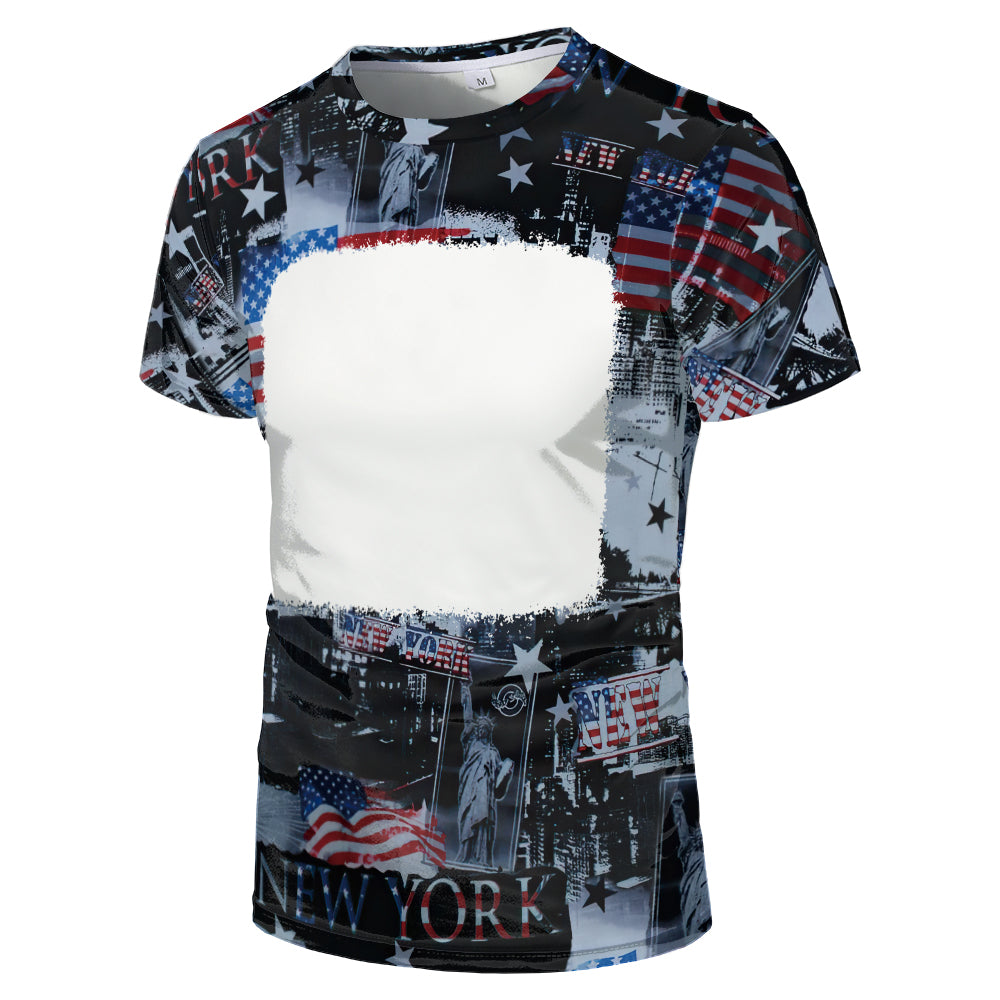 US Style unisex adults kids plain bleached t shirts 100% polyester bleach sublimation t shirt for sublimation printing