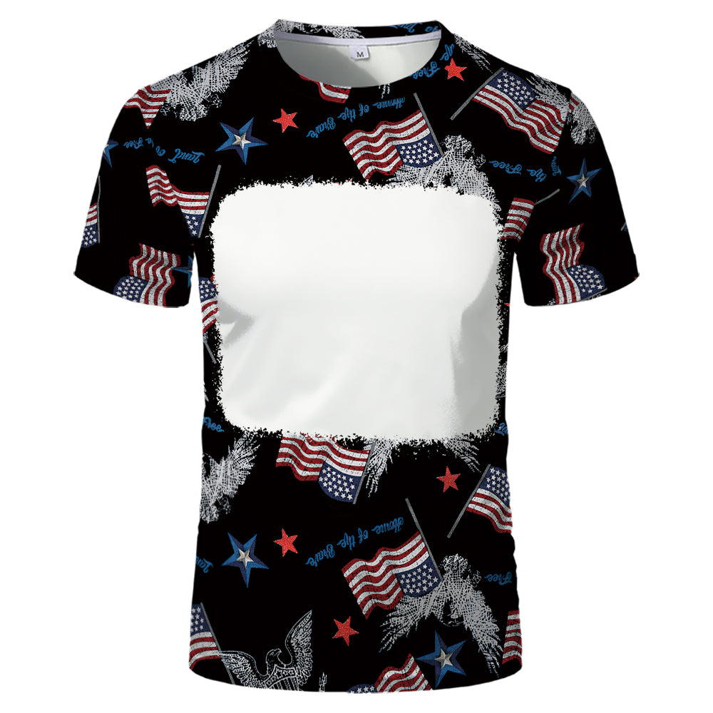 US Style unisex adults kids plain bleached t shirts 100% polyester bleach sublimation t shirt for sublimation printing