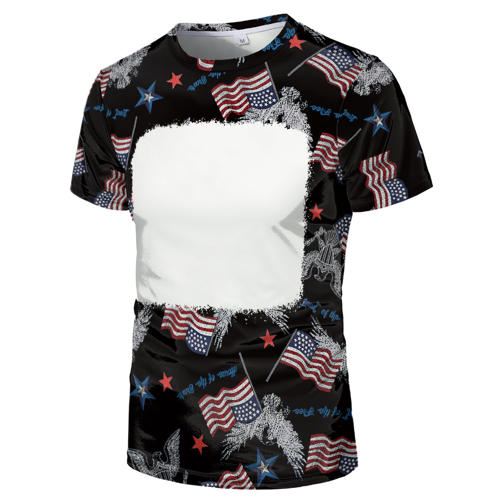 US Style unisex adults kids plain bleached t shirts 100% polyester bleach sublimation t shirt for sublimation printing