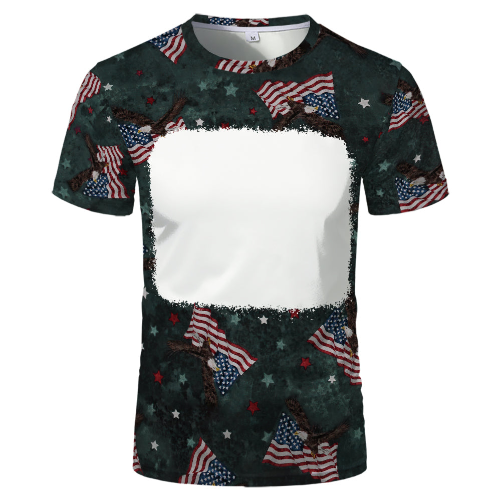 US Style unisex adults kids plain bleached t shirts 100% polyester bleach sublimation t shirt for sublimation printing