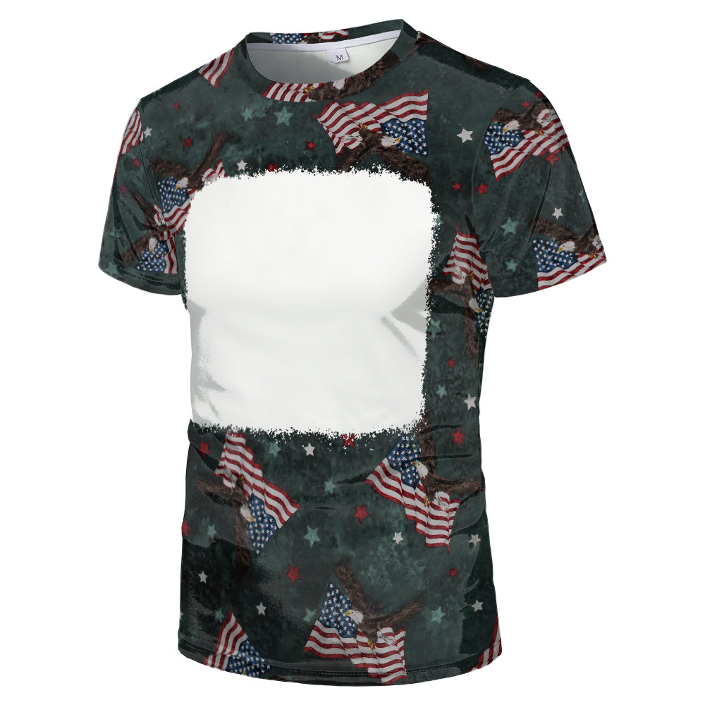 US Style unisex adults kids plain bleached t shirts 100% polyester bleach sublimation t shirt for sublimation printing