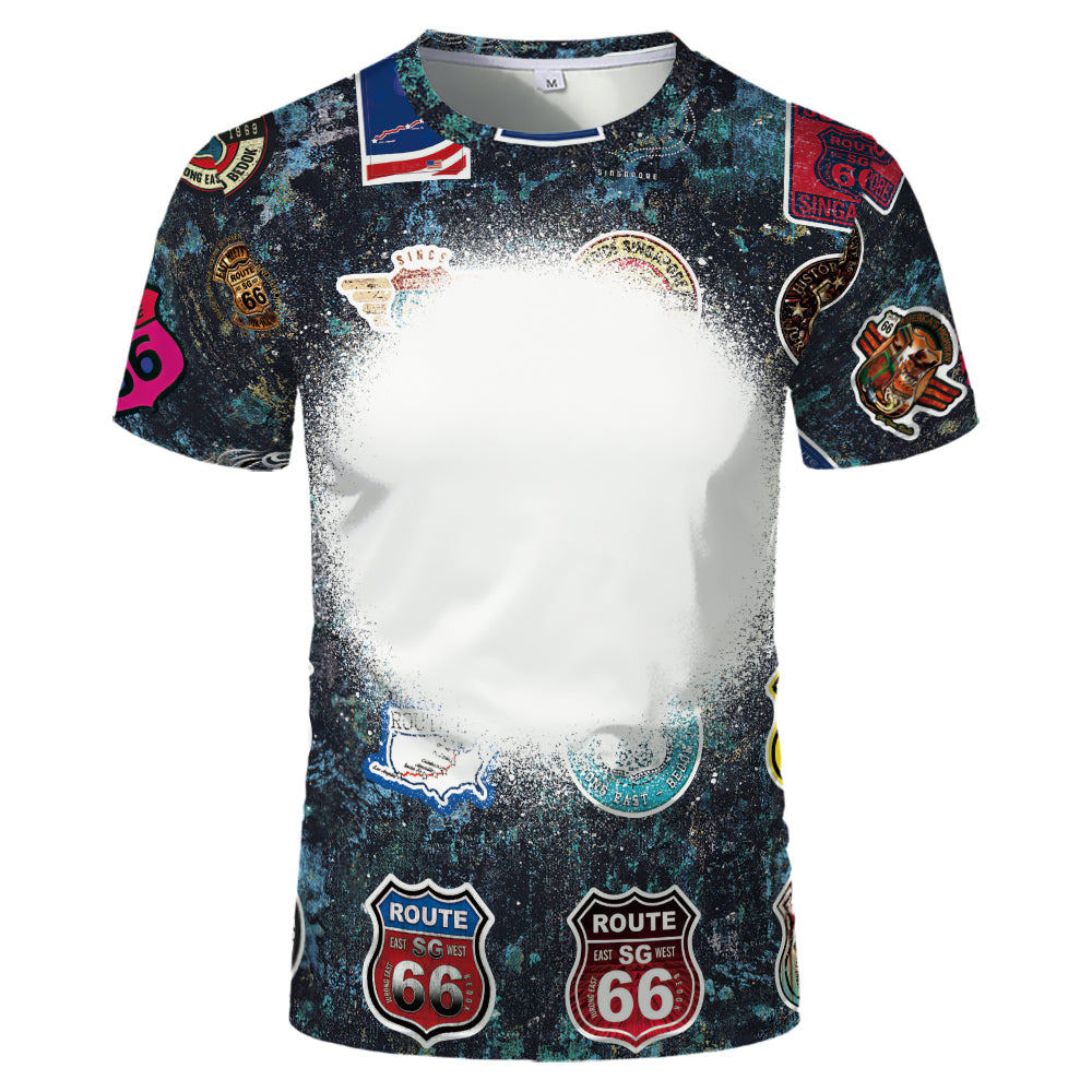 US Style unisex adults kids plain bleached t shirts 100% polyester bleach sublimation t shirt for sublimation printing