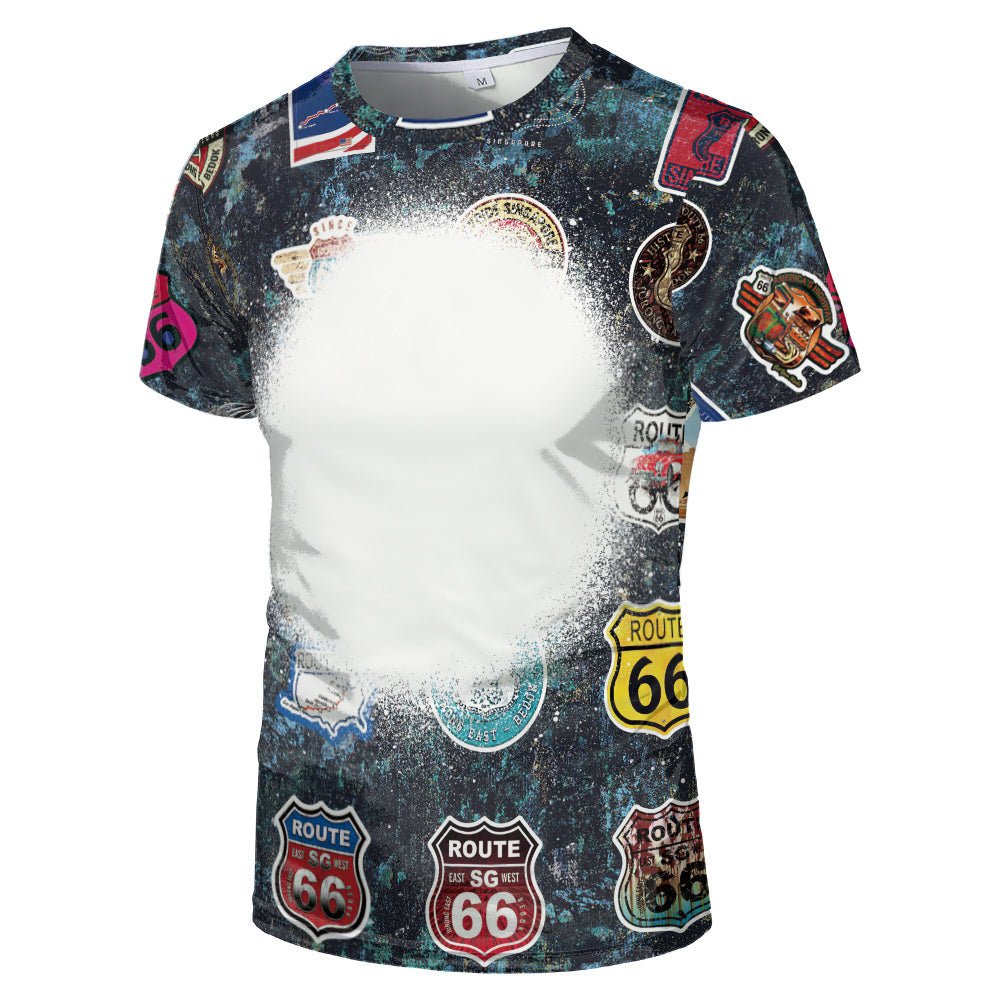 US Style unisex adults kids plain bleached t shirts 100% polyester bleach sublimation t shirt for sublimation printing