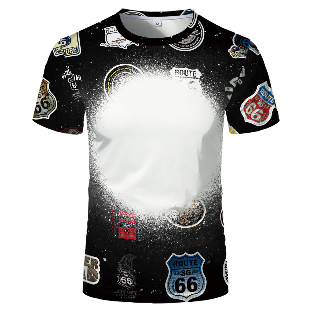 US Style unisex adults kids plain bleached t shirts 100% polyester bleach sublimation t shirt for sublimation printing