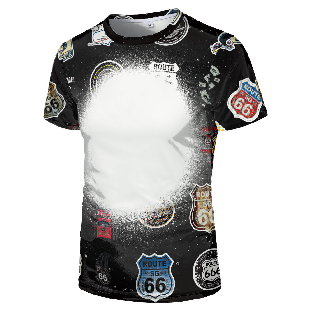 US Style unisex adults kids plain bleached t shirts 100% polyester bleach sublimation t shirt for sublimation printing