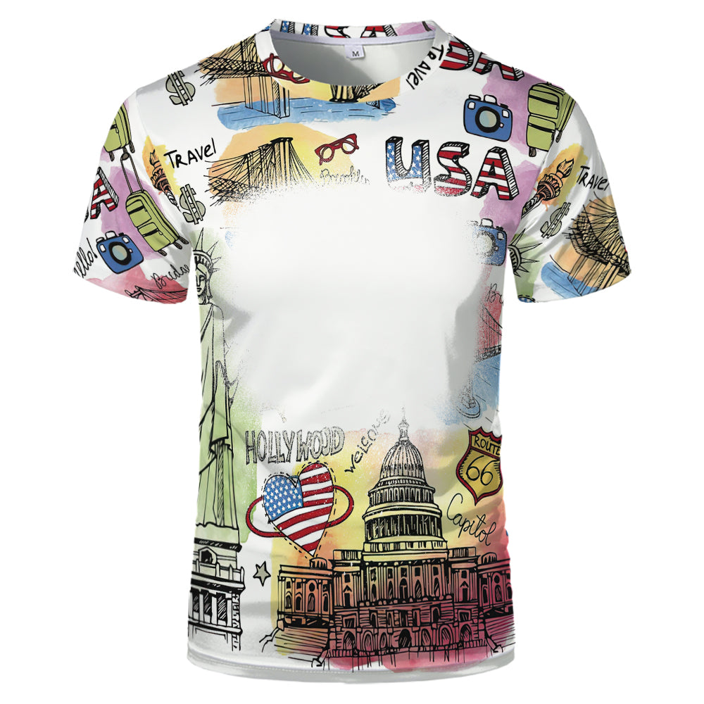 US Style unisex adults kids plain bleached t shirts 100% polyester bleach sublimation t shirt for sublimation printing