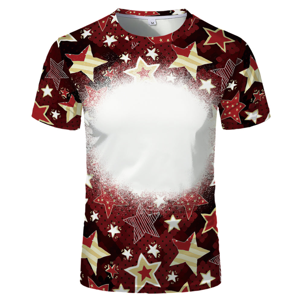 US Style unisex adults kids plain bleached t shirts 100% polyester bleach sublimation t shirt for sublimation printing