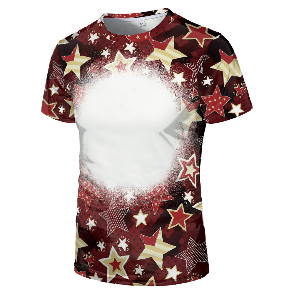 US Style unisex adults kids plain bleached t shirts 100% polyester bleach sublimation t shirt for sublimation printing