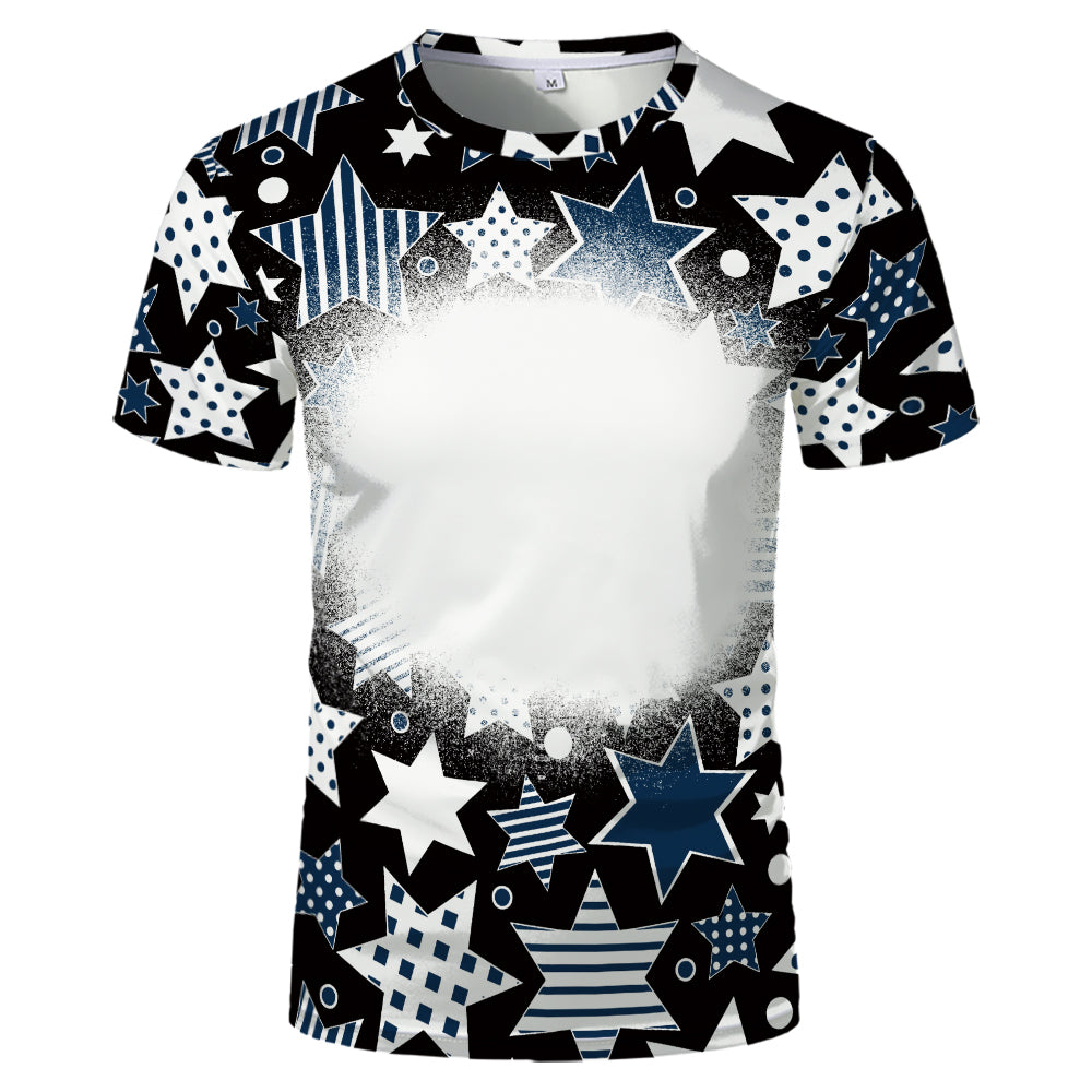 US Style unisex adults kids plain bleached t shirts 100% polyester bleach sublimation t shirt for sublimation printing
