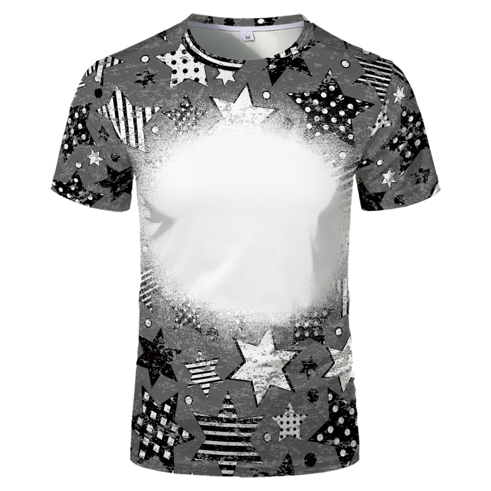 US Style unisex adults kids plain bleached t shirts 100% polyester bleach sublimation t shirt for sublimation printing