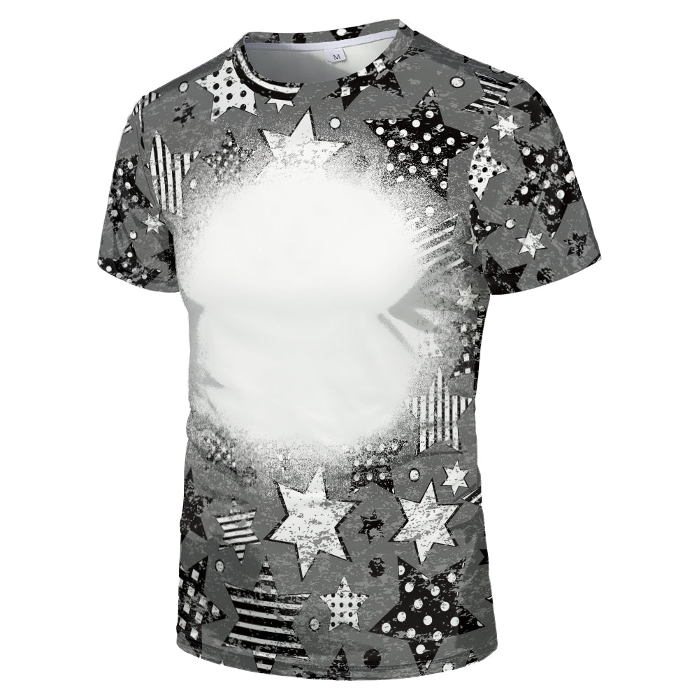 US Style unisex adults kids plain bleached t shirts 100% polyester bleach sublimation t shirt for sublimation printing