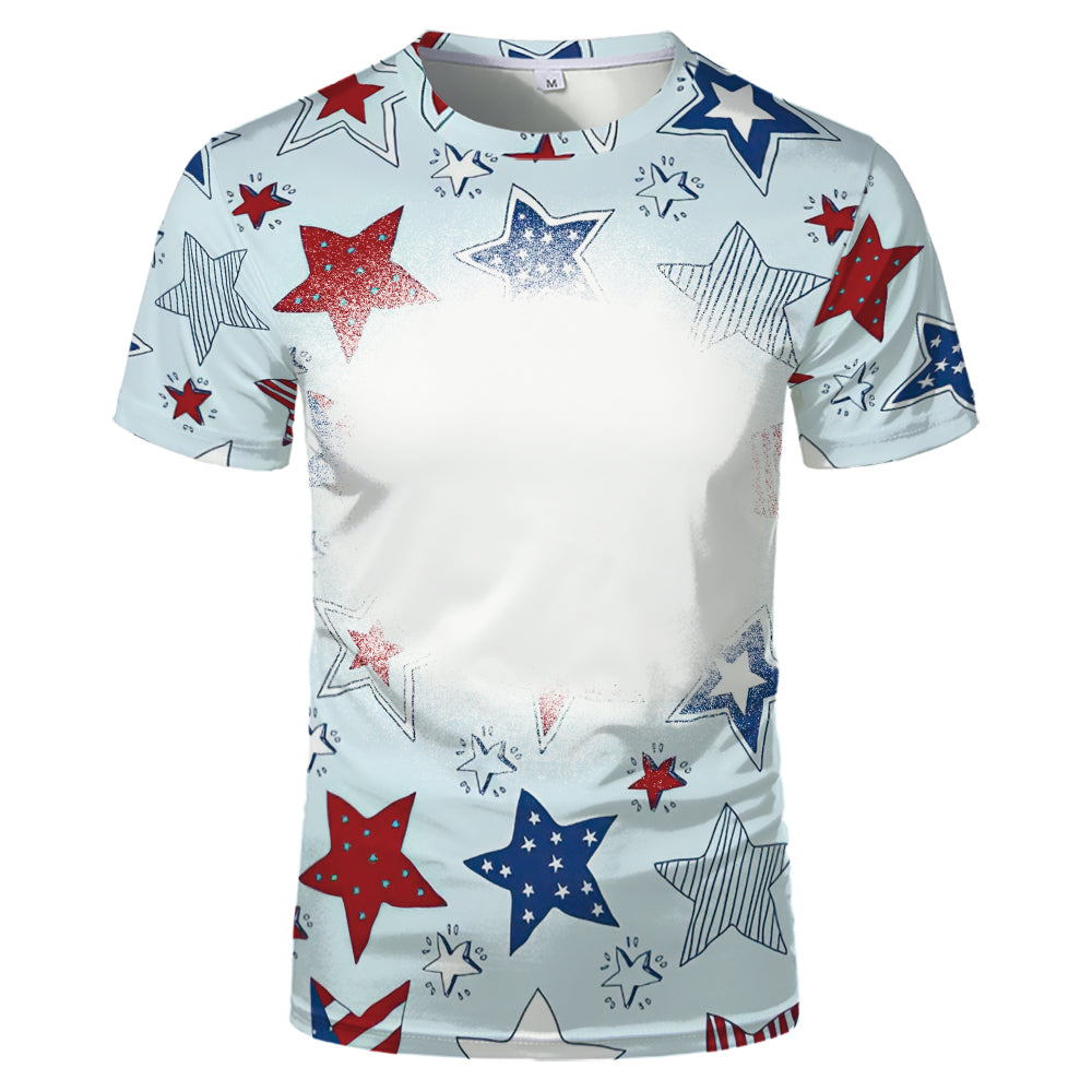 US Style unisex adults kids plain bleached t shirts 100% polyester bleach sublimation t shirt for sublimation printing