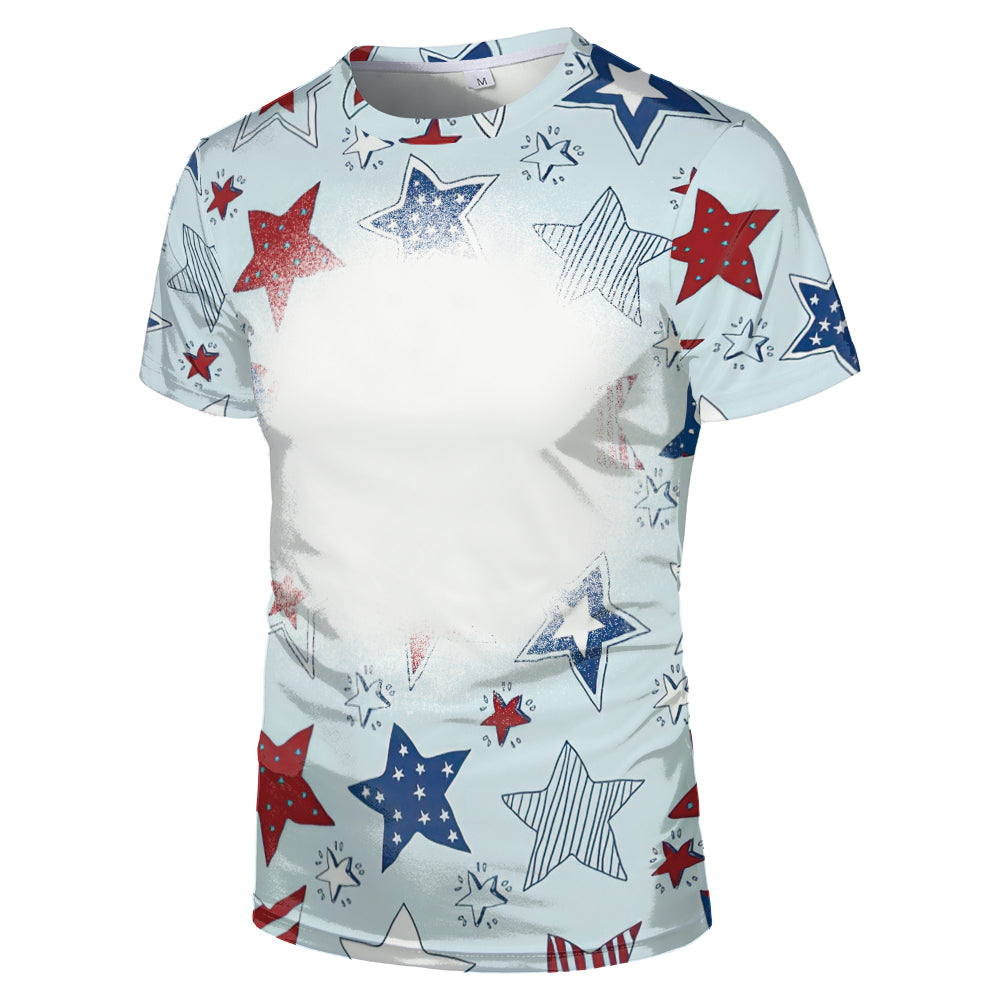 US Style unisex adults kids plain bleached t shirts 100% polyester bleach sublimation t shirt for sublimation printing