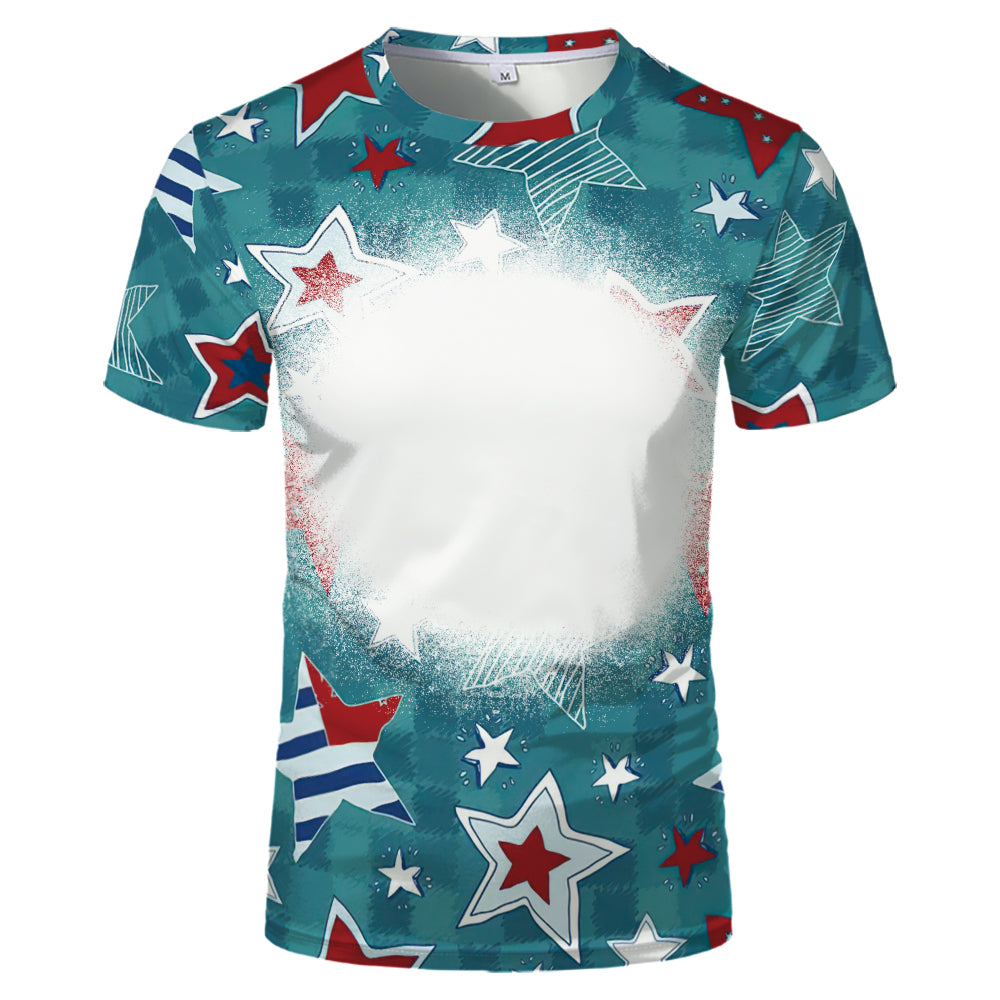 US Style unisex adults kids plain bleached t shirts 100% polyester bleach sublimation t shirt for sublimation printing