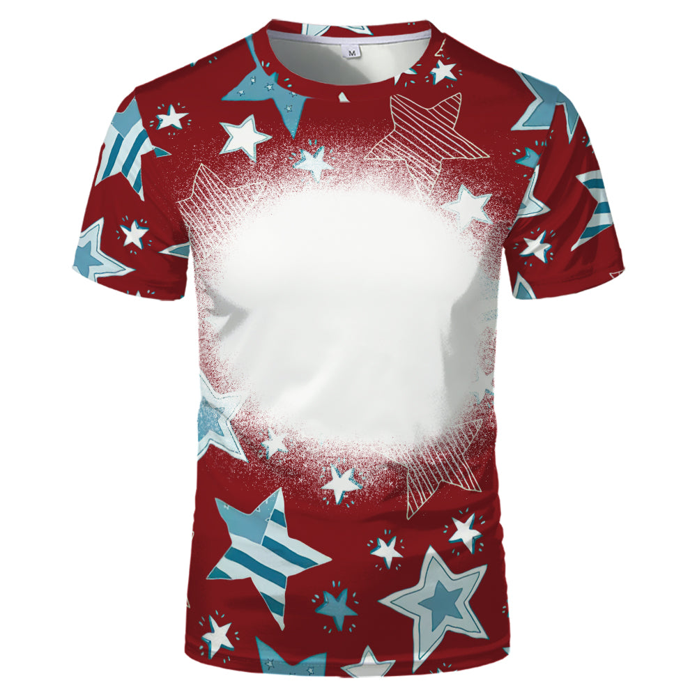 US Style unisex adults kids plain bleached t shirts 100% polyester bleach sublimation t shirt for sublimation printing