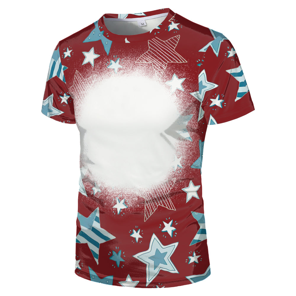 US Style unisex adults kids plain bleached t shirts 100% polyester bleach sublimation t shirt for sublimation printing