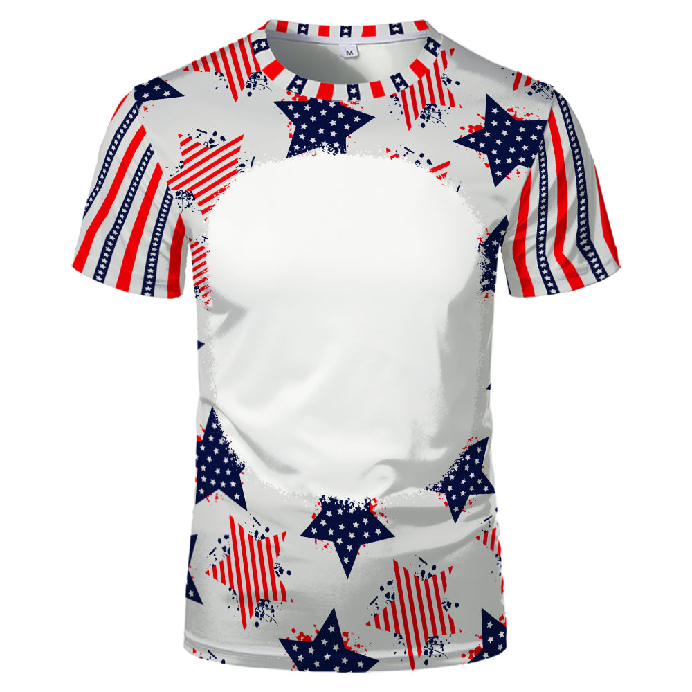 US Style unisex adults kids plain bleached t shirts 100% polyester bleach sublimation t shirt for sublimation printing