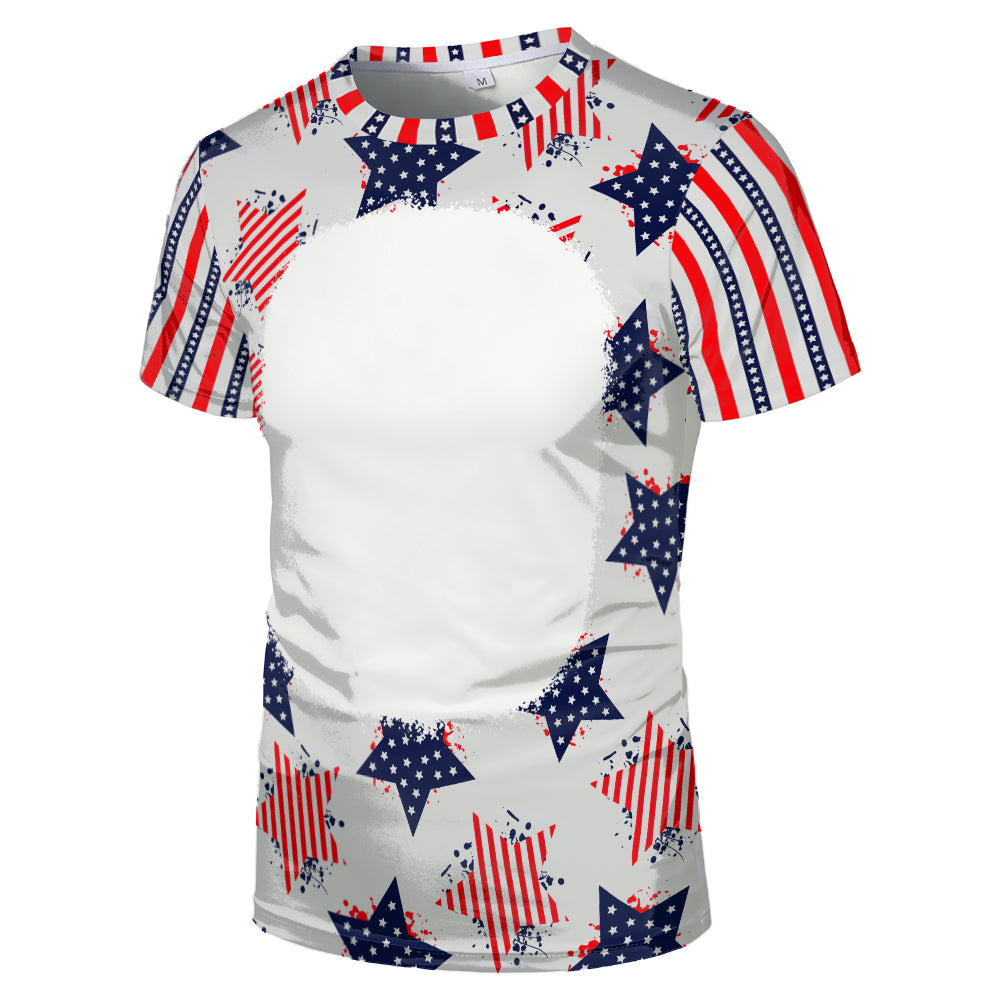 US Style unisex adults kids plain bleached t shirts 100% polyester bleach sublimation t shirt for sublimation printing