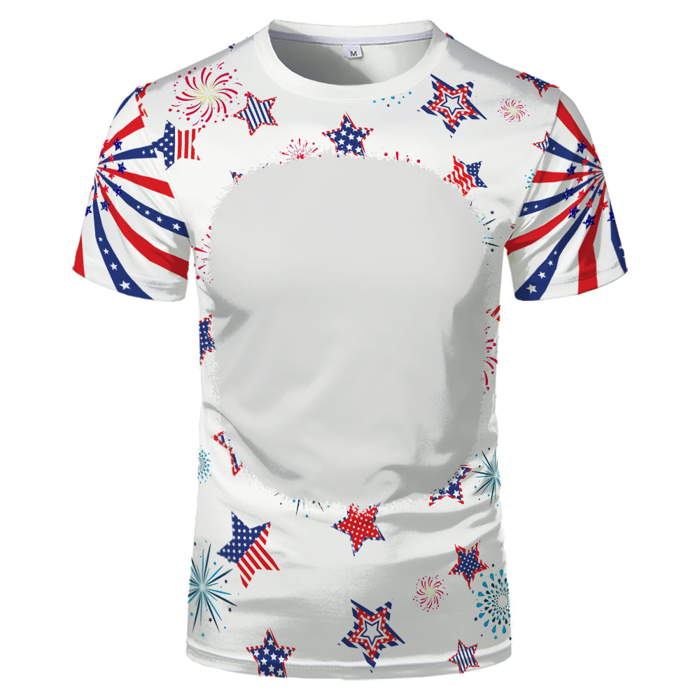 US Style unisex adults kids plain bleached t shirts 100% polyester bleach sublimation t shirt for sublimation printing