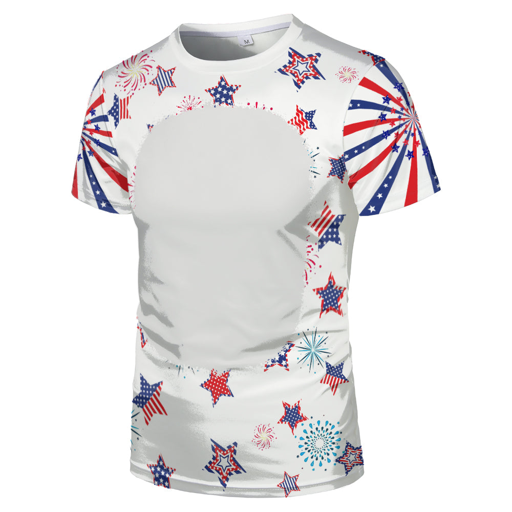 US Style unisex adults kids plain bleached t shirts 100% polyester bleach sublimation t shirt for sublimation printing