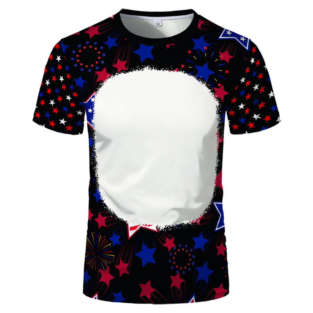 US Style unisex adults kids plain bleached t shirts 100% polyester bleach sublimation t shirt for sublimation printing