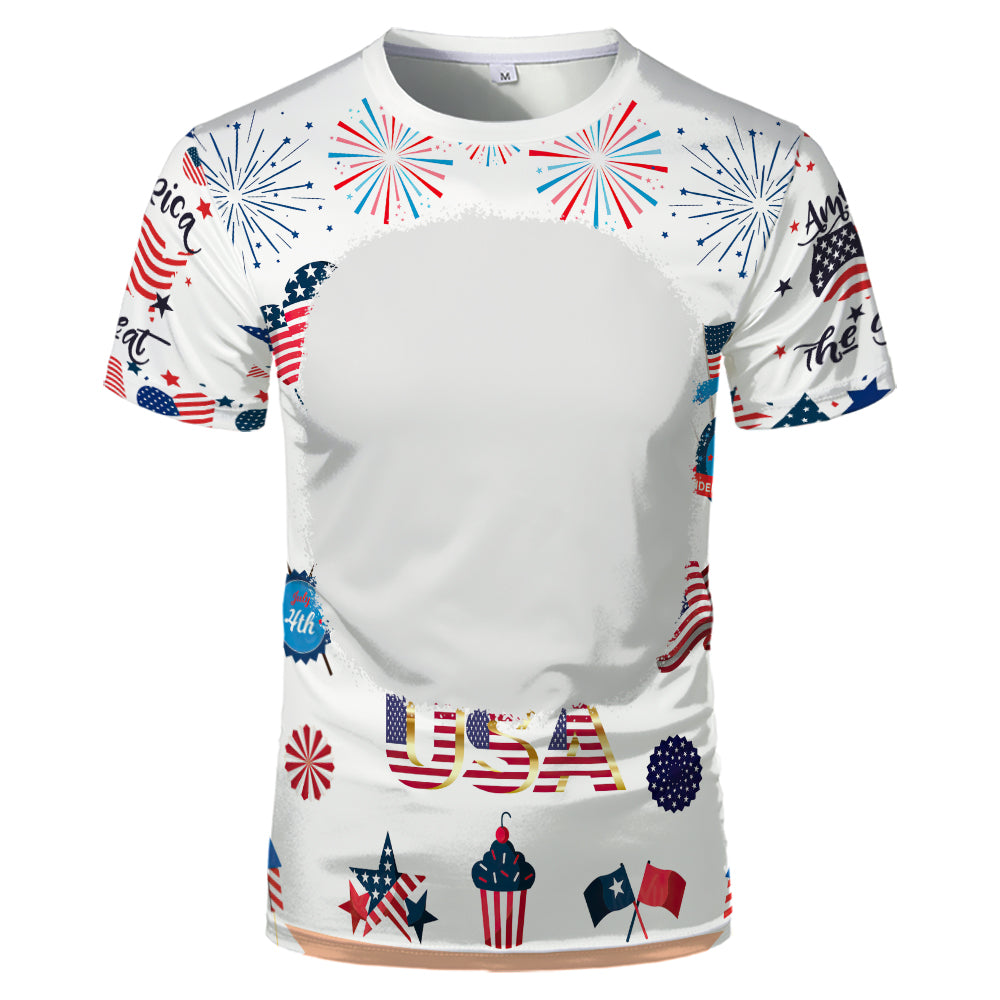 US Style unisex adults kids plain bleached t shirts 100% polyester bleach sublimation t shirt for sublimation printing