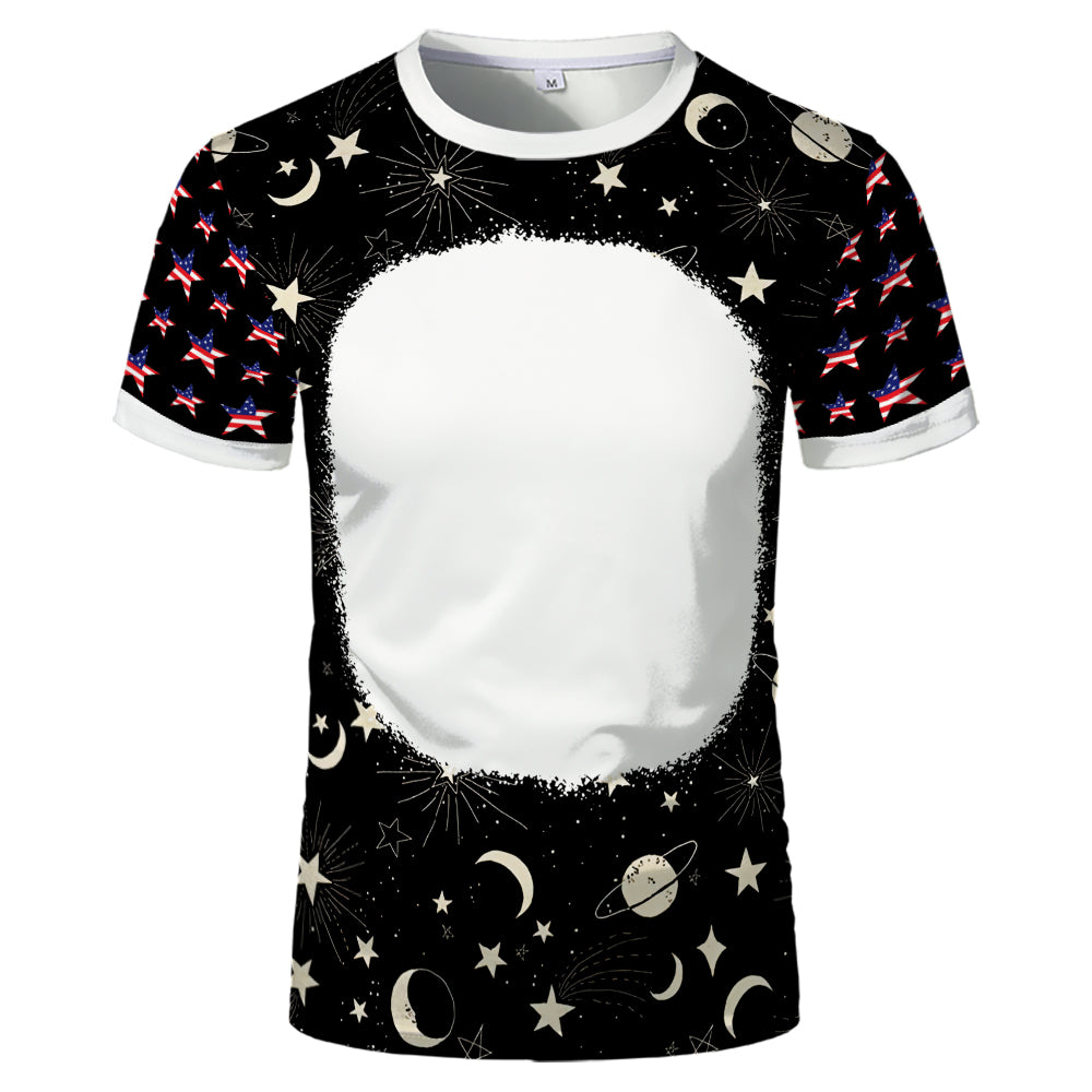 US Style unisex adults kids plain bleached t shirts 100% polyester bleach sublimation t shirt for sublimation printing