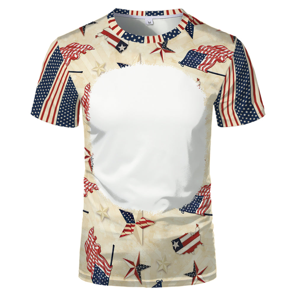 US Style unisex adults kids plain bleached t shirts 100% polyester bleach sublimation t shirt for sublimation printing