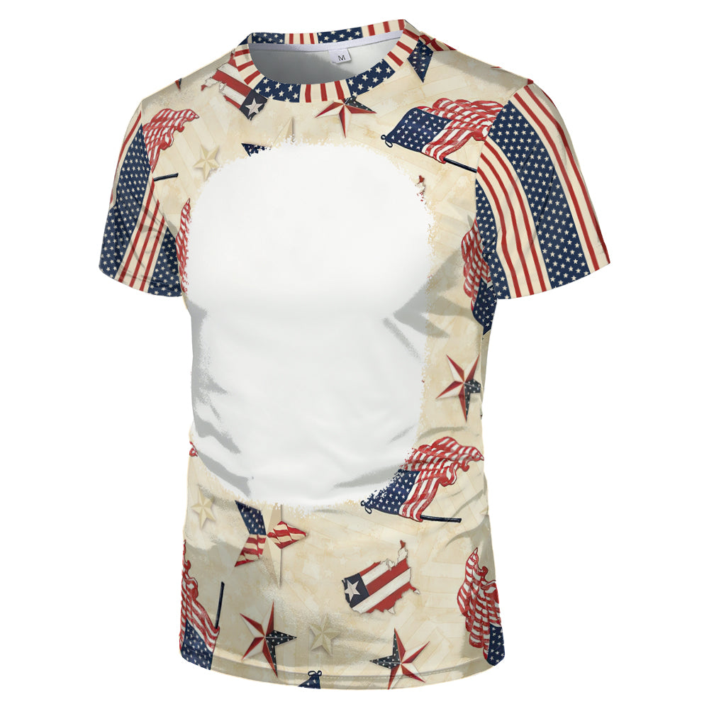 US Style unisex adults kids plain bleached t shirts 100% polyester bleach sublimation t shirt for sublimation printing