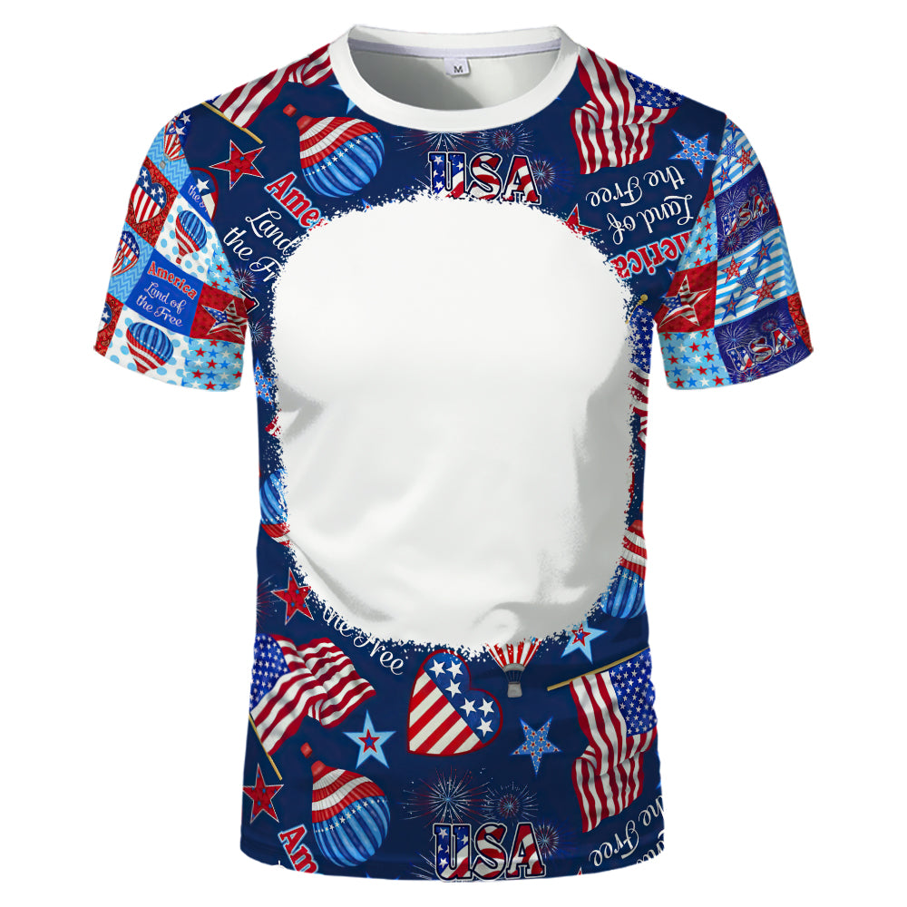 US Style unisex adults kids plain bleached t shirts 100% polyester bleach sublimation t shirt for sublimation printing