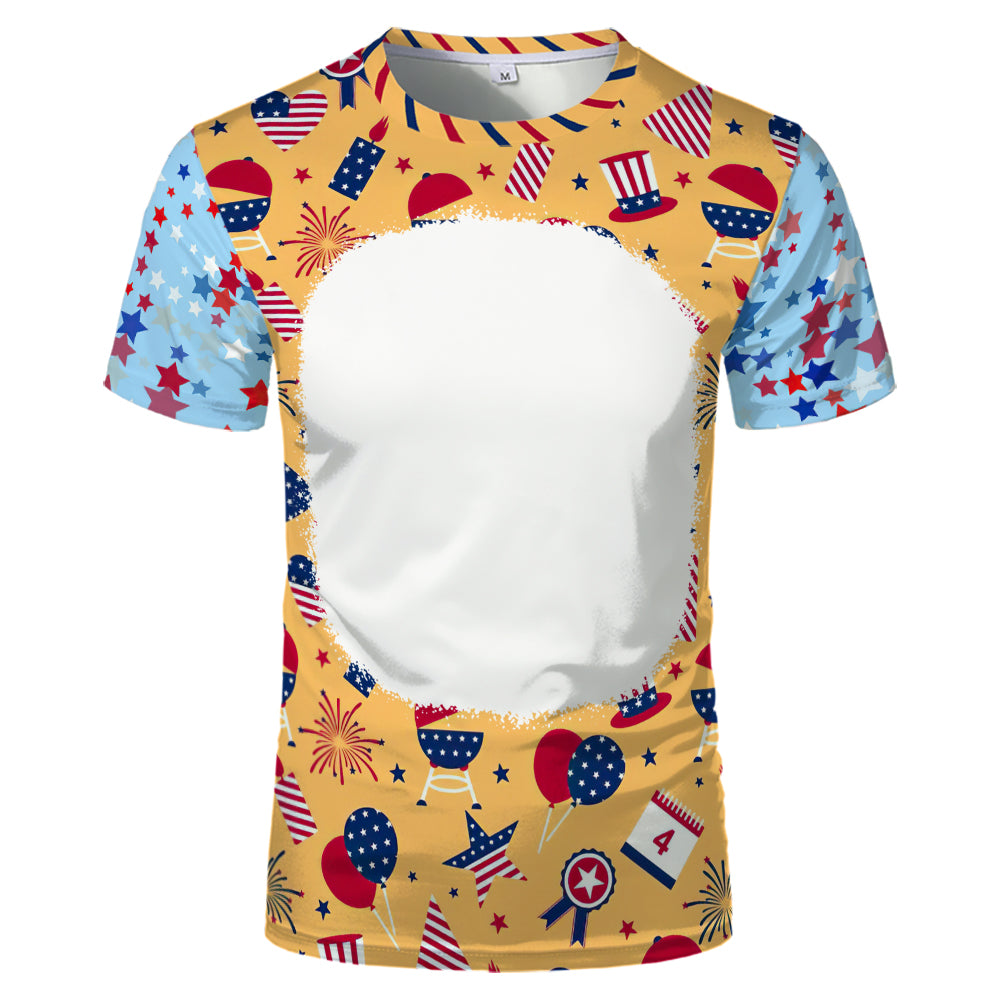 US Style unisex adults kids plain bleached t shirts 100% polyester bleach sublimation t shirt for sublimation printing